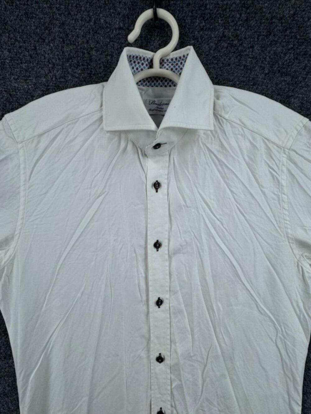 Stenstroms Slimline Twofold Super 15 Cotton White Elegant Button Up Mens Shirt